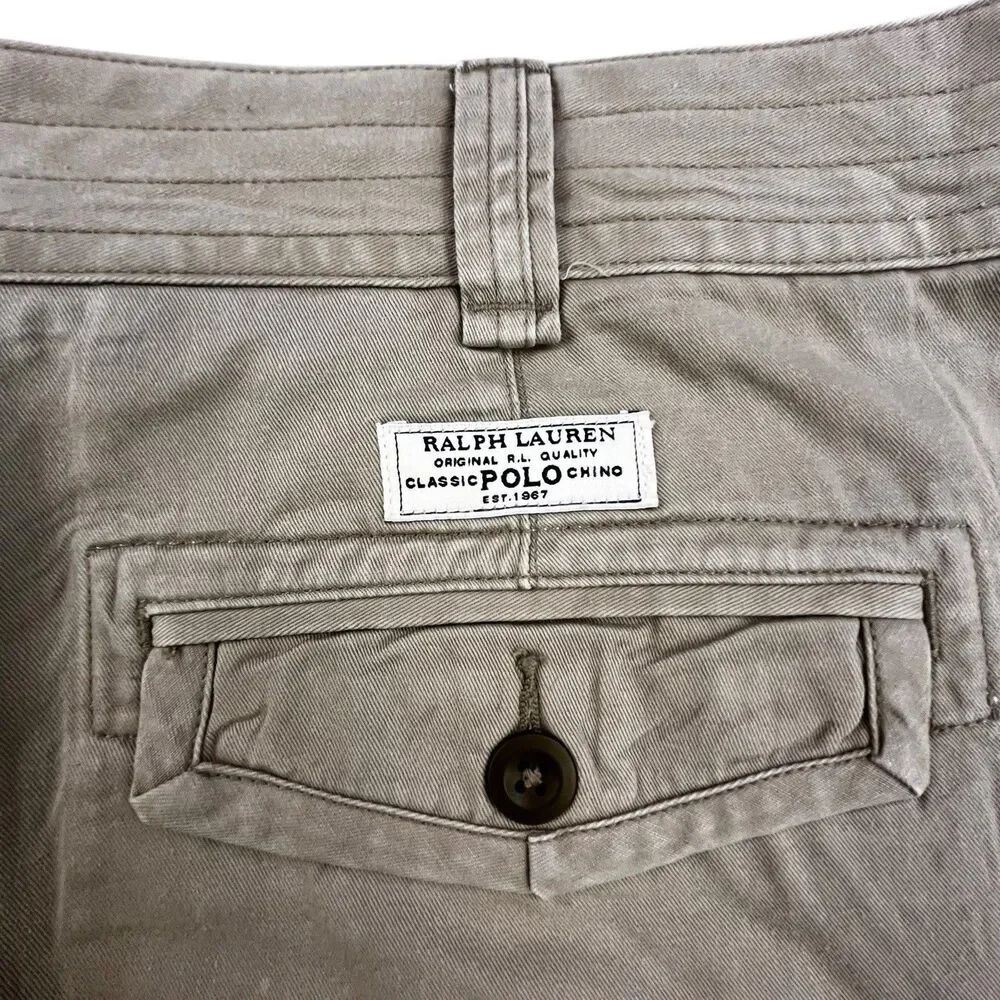 Polo Ralph Lauren Cargo Shorts Mens Size 42 Khaki Military Style 10.5” Inseam